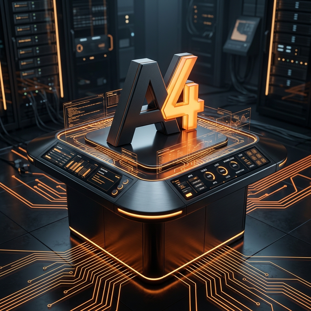 Emblema 3D A4 Maestro orquestração de agentes